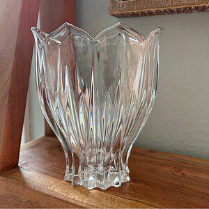 Vintage Gorham‎ Crystal Vase Lotus Flower Full Lead Crystal  Aprox 6 inch
